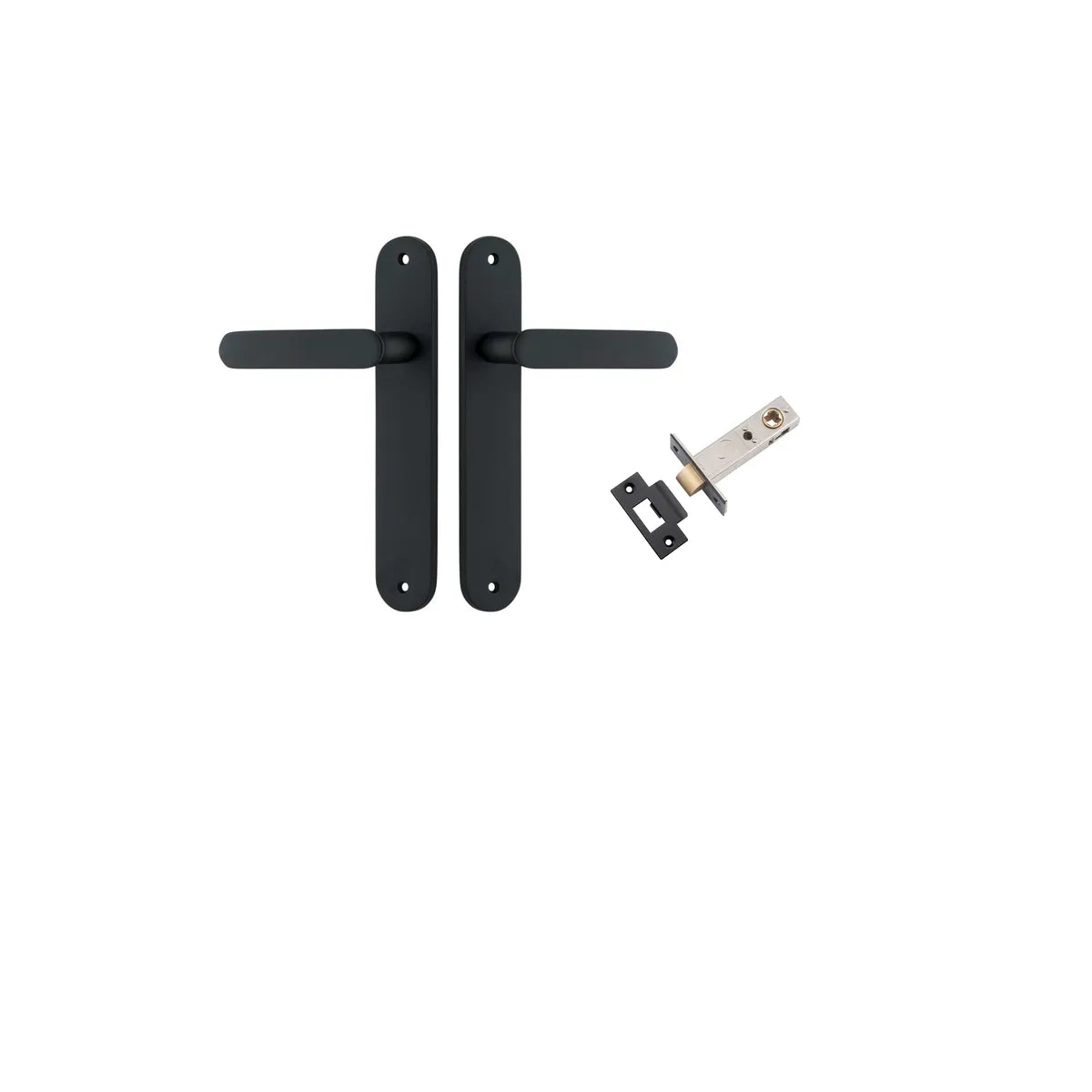 Bronte Lever - Oval Backplate Passage Kit in Matt Black - close-up detail view