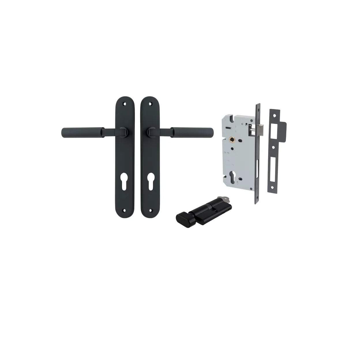 Berlin Lever - Oval Backplate Entrance Kit with High Security Lock in Brushed Brass - entrance set configuration (10 of 14)