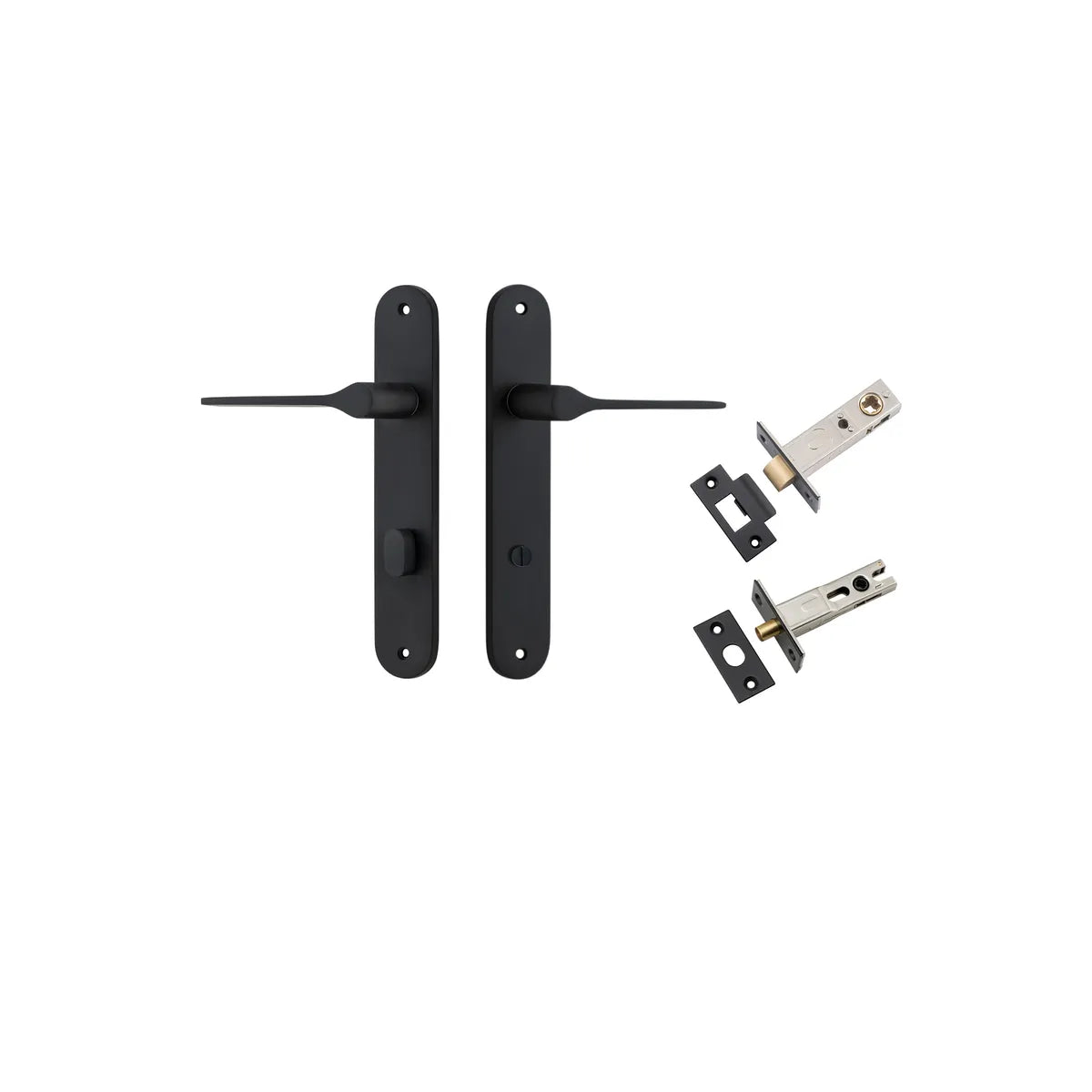 Como Lever - Oval Backplate Privacy Kit in Matt Black - privacy set configuration