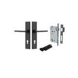 Baltimore Lever - Chamfered Backplate Entrance Kit with High Security Lock in Brushed Brass - entrance set configuration