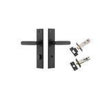 Bronte Lever - Chamfered Backplate Privacy Kit with Privacy Turn in Matt Black - privacy set configuration