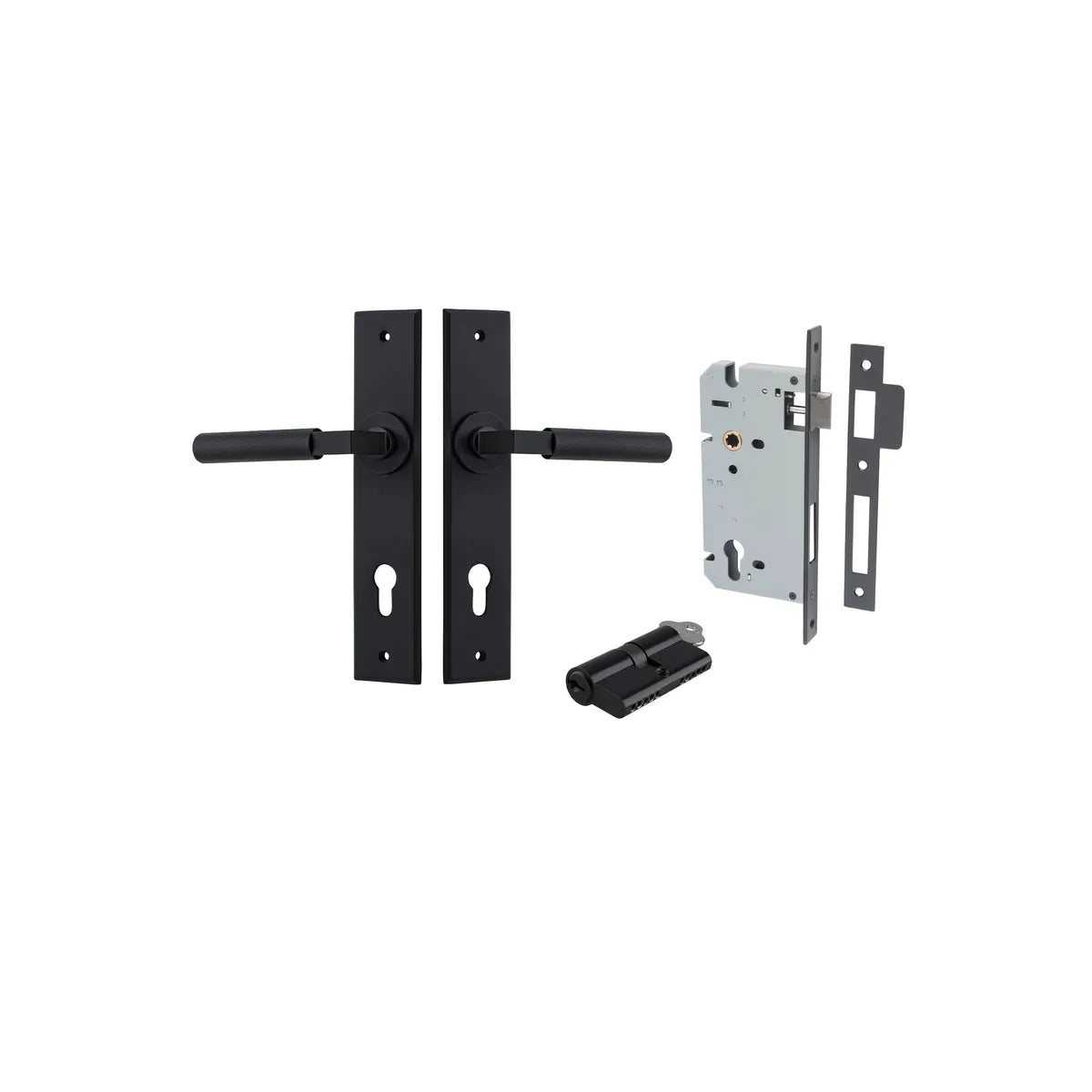Brunswick Lever - Chamfered Backplate Entrance Kit with High Security Lock - entrance set configuration (3 of 12)