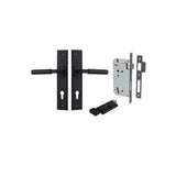 Brunswick Lever - Chamfered Backplate Entrance Kit with High Security Lock in Brushed Chrome - entrance set configuration