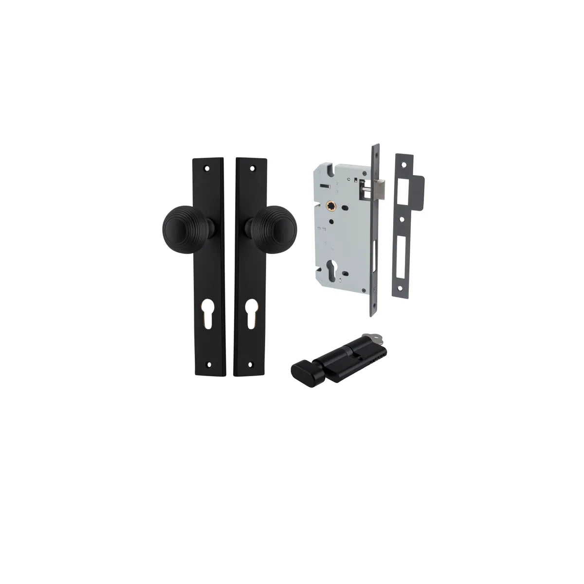 Guildford Knob - Rectangular Backplate Entrance Kit with High Security Lock - entrance set configuration (13 of 18)