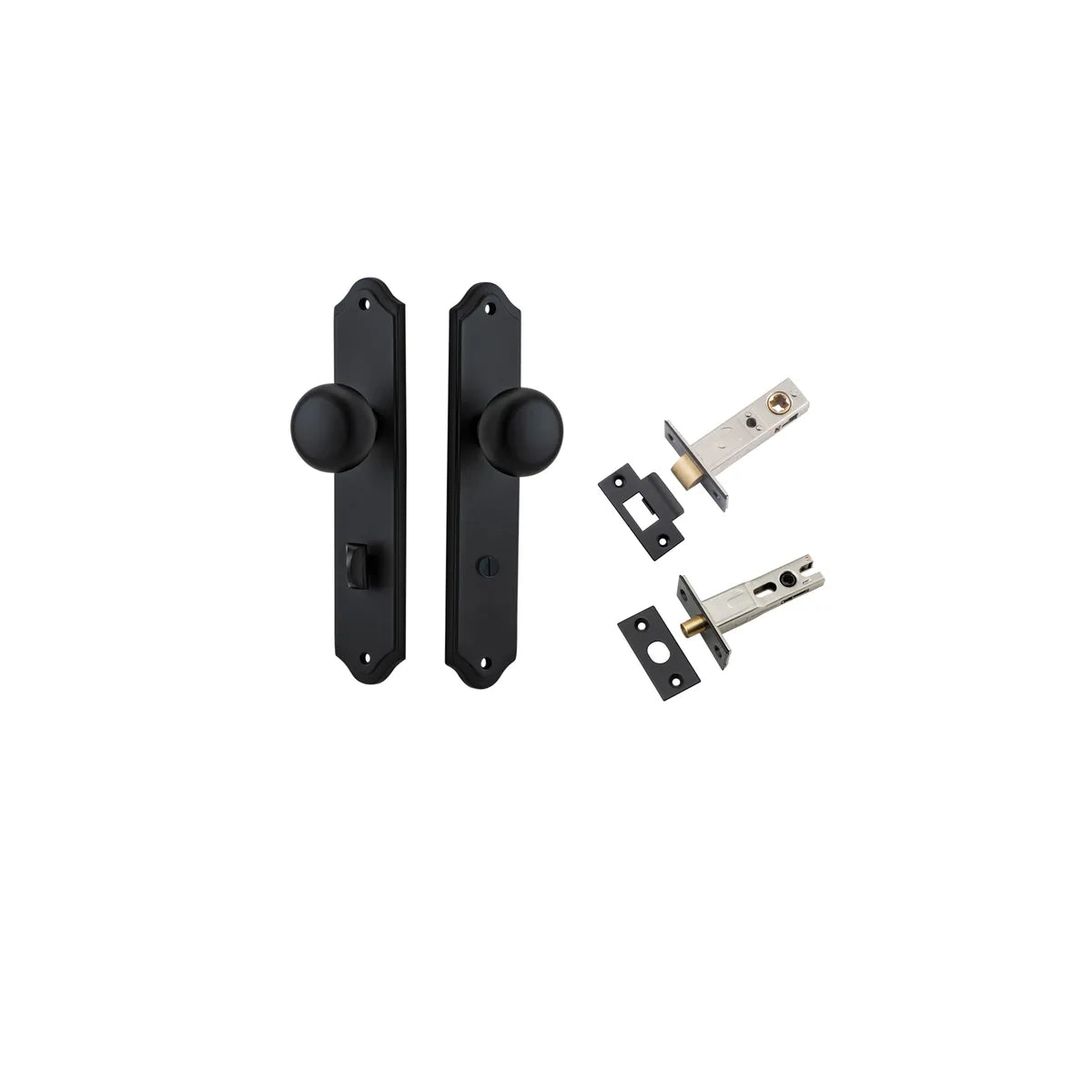 Cambridge Knob - Shouldered Backplate Privacy Kit with Privacy Turn in Matt Black - privacy set configuration