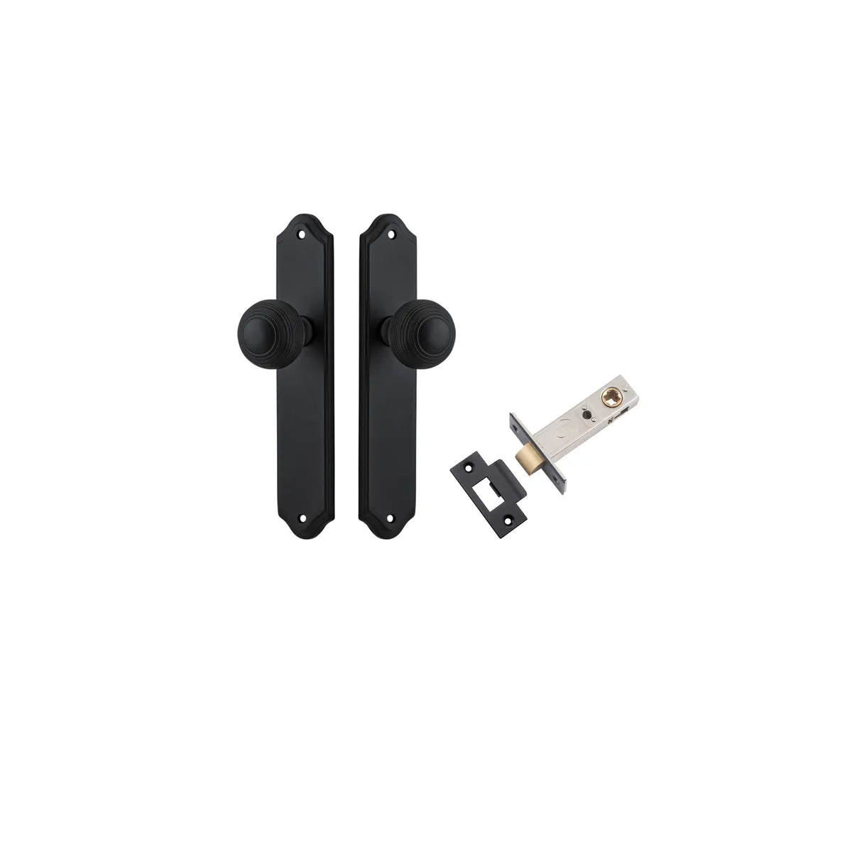 Guildford Knob - Shouldered Backplate Passage Kit in Matt Black - side profile view