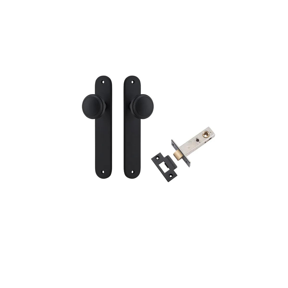 Paddington Knob - Oval Backplate Passage Kit in Matt Black - side profile view