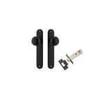 Cambridge Knob - Oval Backplate Passage Kit in Matt Black - side profile view