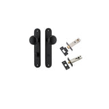 Cambridge Knob - Oval Backplate Privacy Kit with Privacy Turn in Matt Black - privacy set configuration