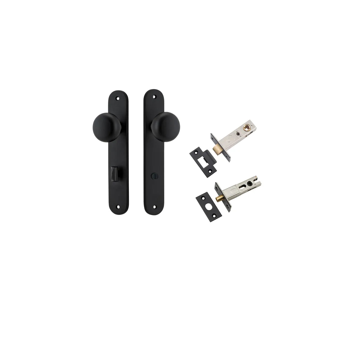 Cambridge Knob - Oval Backplate Privacy Kit with Privacy Turn in Matt Black - privacy set configuration