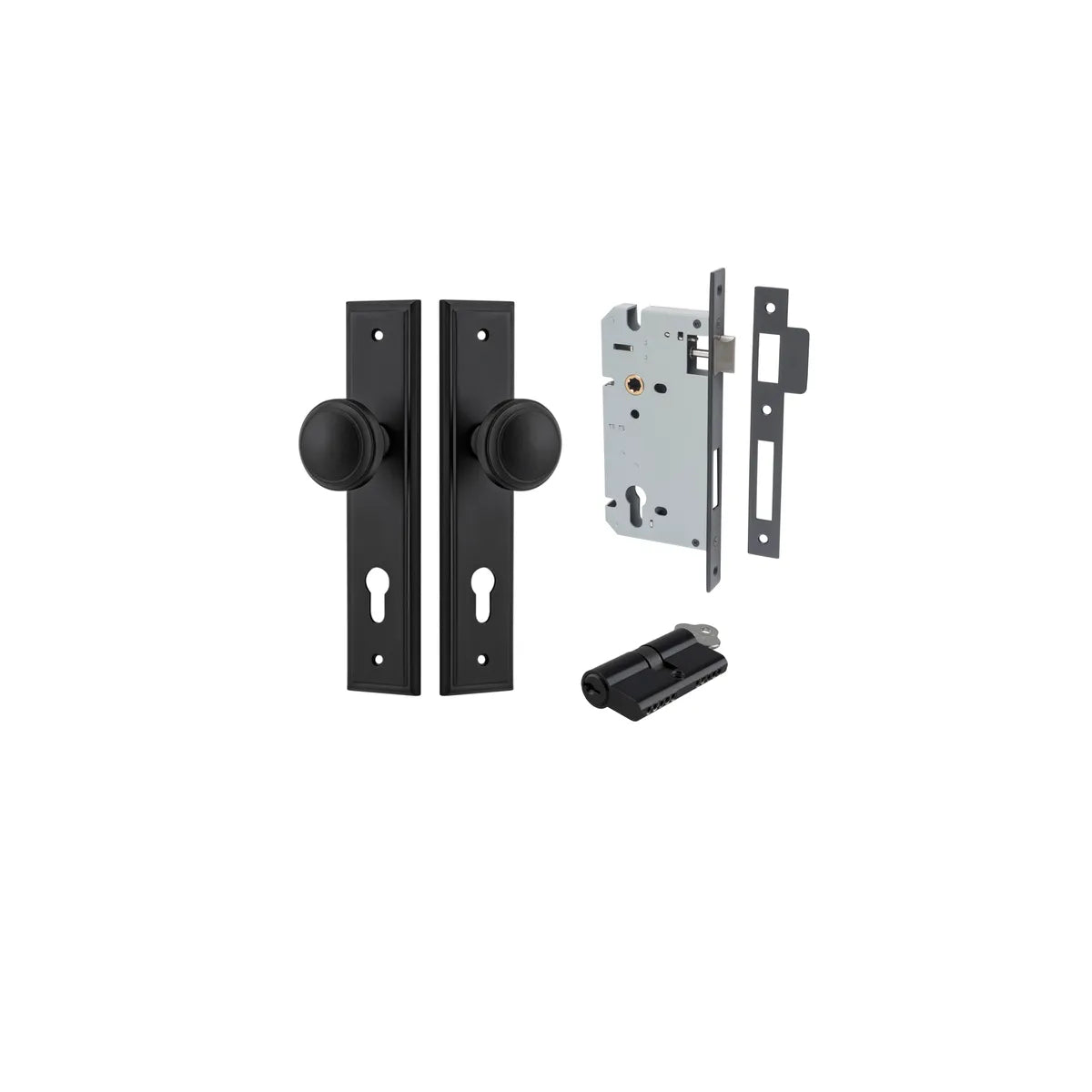 Paddington Knob - Stepped Backplate Entrance Kit with High Security Lock - entrance set configuration (4 of 18)