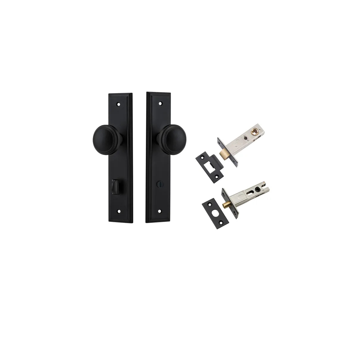 Paddington Knob - Stepped Backplate Privacy Kit with Privacy Turn in Matt Black - privacy set configuration