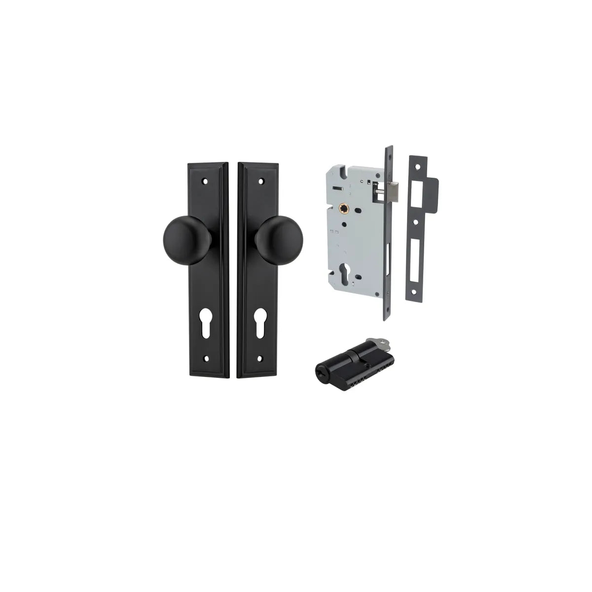 Cambridge Knob - Stepped Backplate Entrance Kit with High Security Lock - entrance set configuration (3 of 18)