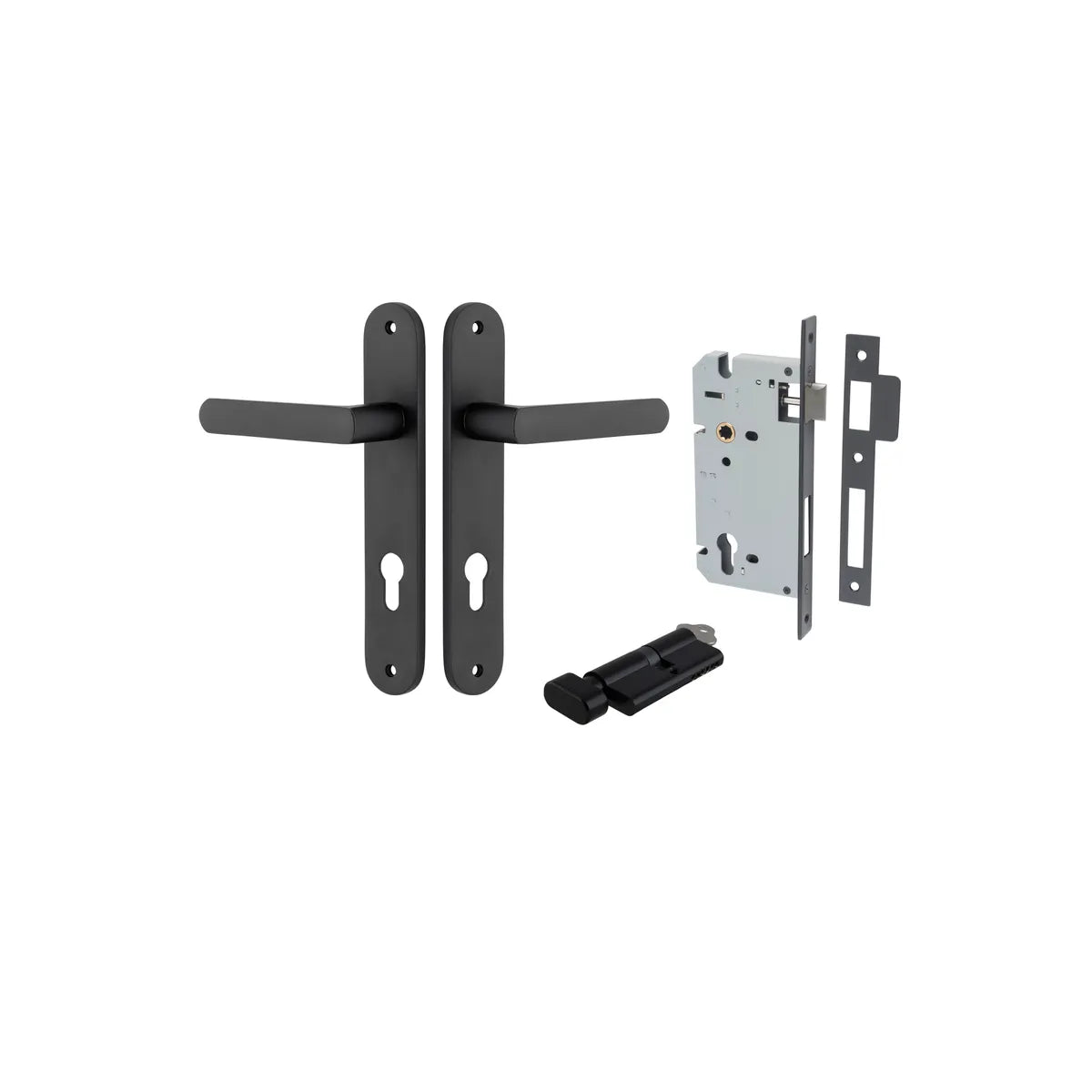 Osaka Lever - Oval Backplate Entrance Kit with High Security Lock in Brushed Brass - entrance set configuration (9 of 12)