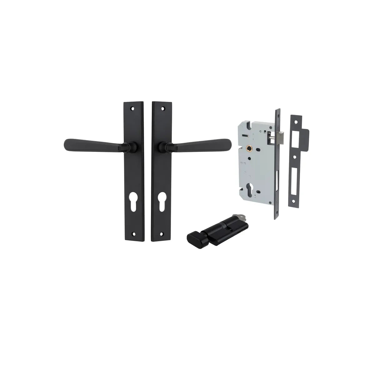 Copenhagen Lever - Rectangular Backplate Entrance Kit with High Security Lock - entrance set configuration (11 of 14)