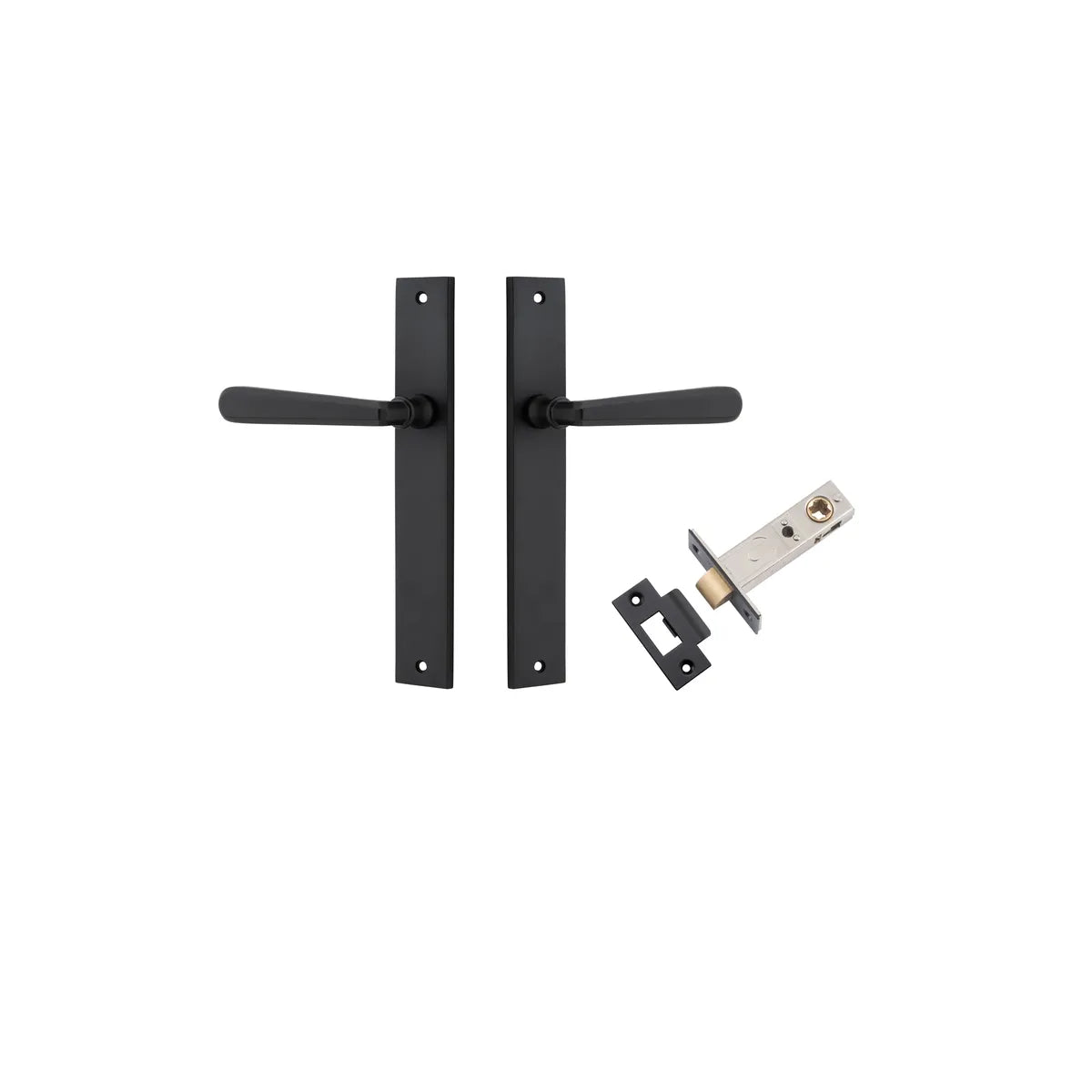 Copenhagen Lever - Rectangular Backplate Passage Kit in Brushed Chrome - side profile view