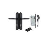 Copenhagen Lever - Shouldered Backplate Entrance Kit with High Security Lock in Brushed Brass - entrance set configuration