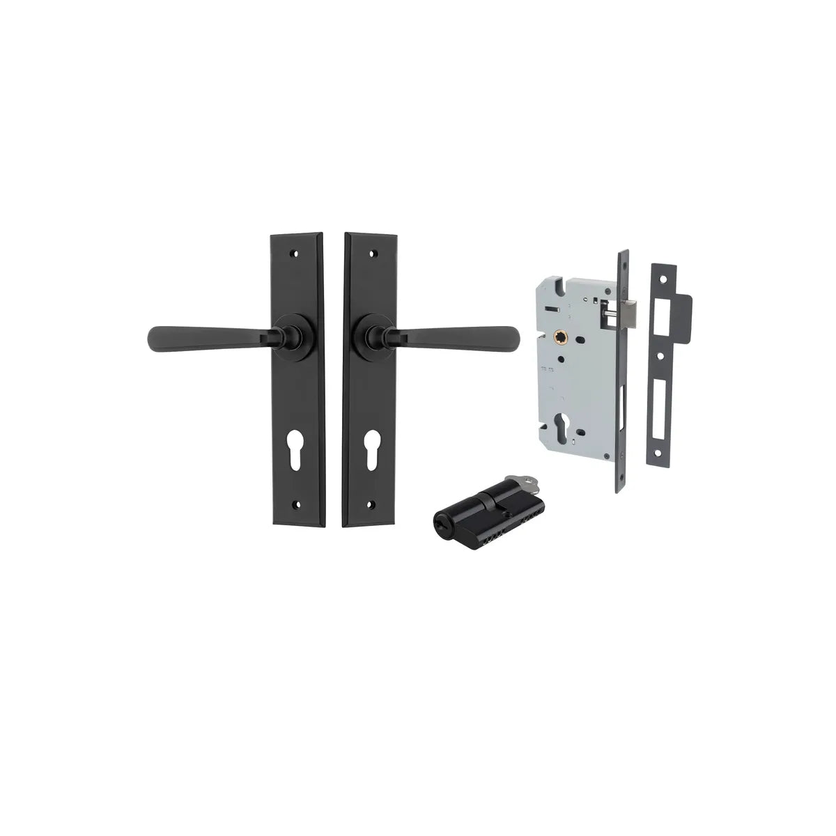 Copenhagen Lever - Chamfered Backplate Entrance Kit with High Security Lock - entrance set configuration (4 of 13)