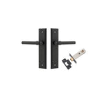 Helsinki Lever - Stepped Backplate Passage Kit in Matt Black - side profile view
