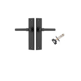 Helsinki Lever - Chamfered Backplate Passage Kit in Matt Black - side profile view