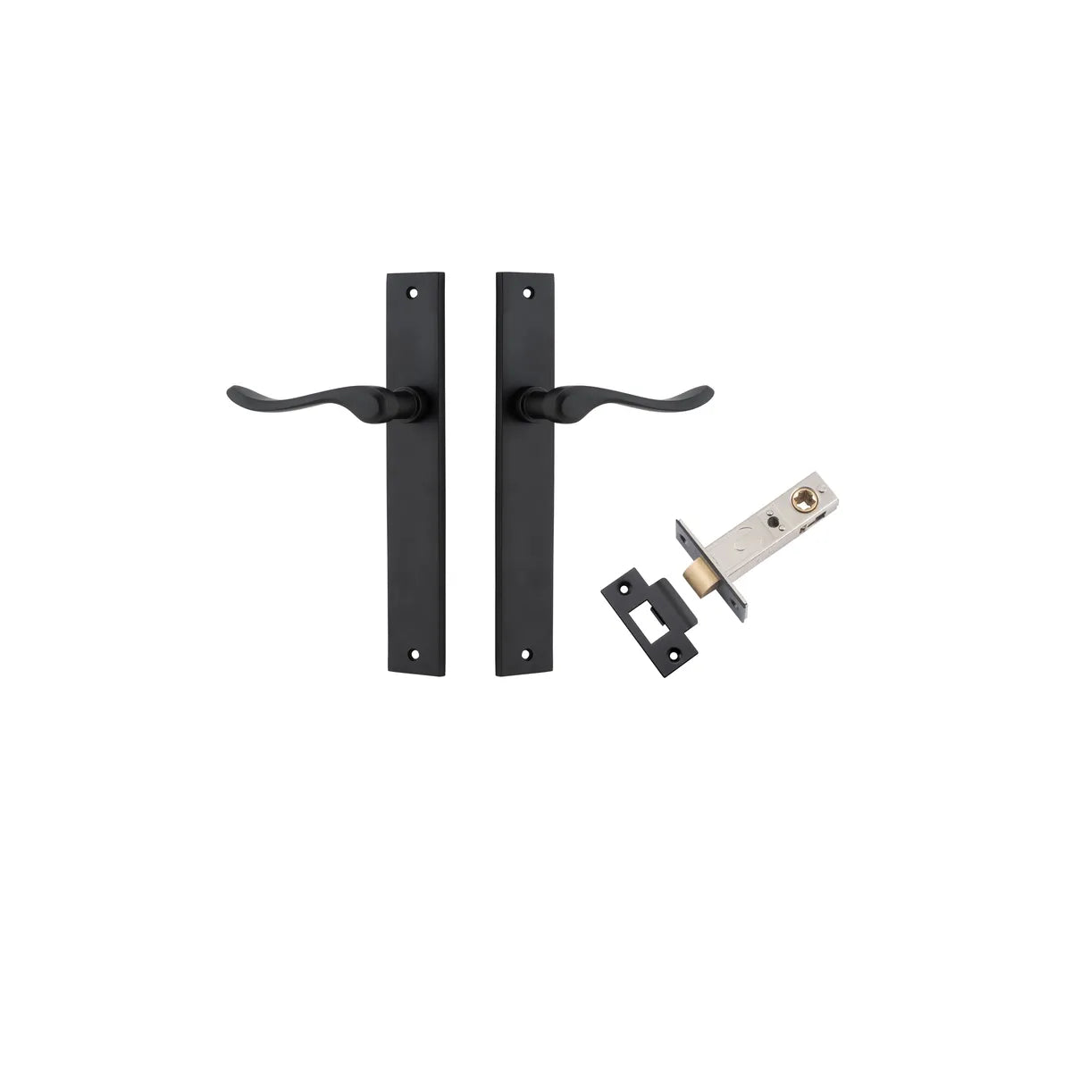 Stirling Lever - Rectangular Backplate Passage Kit in Matt Black - side profile view
