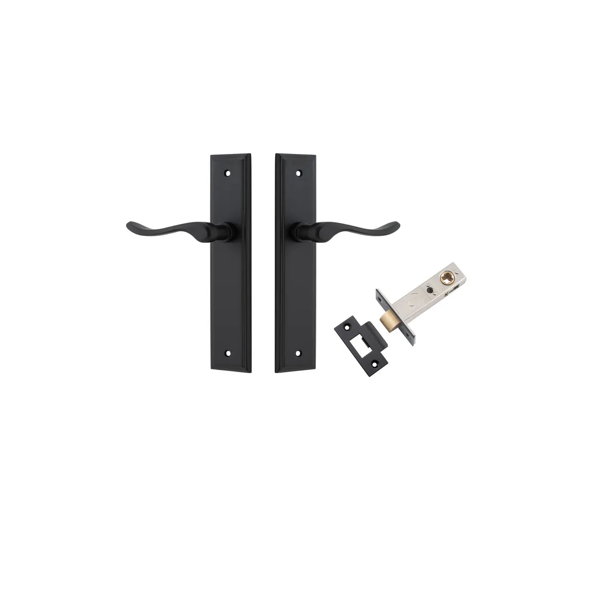 Stirling Lever - Stepped Backplate Passage Kit in Matt Black - side profile view
