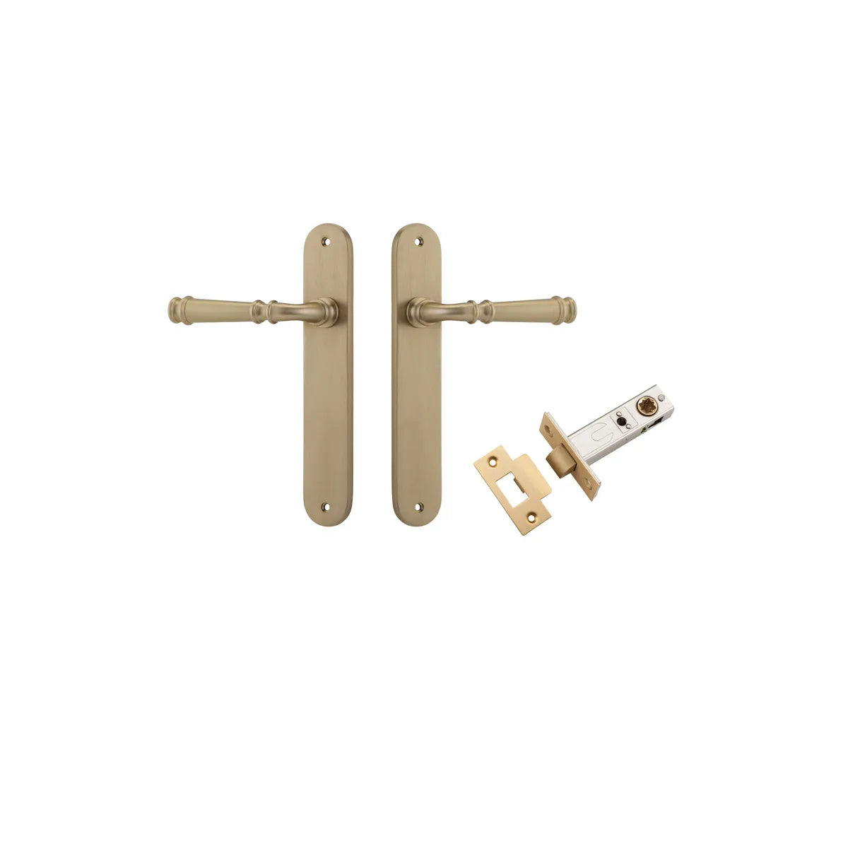 Verona Lever - Oval Backplate Passage Kit in Brushed Brass - front view