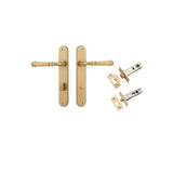 Verona Lever - Oval Backplate Privacy Kit with Privacy Turn in Brushed Brass - privacy set configuration