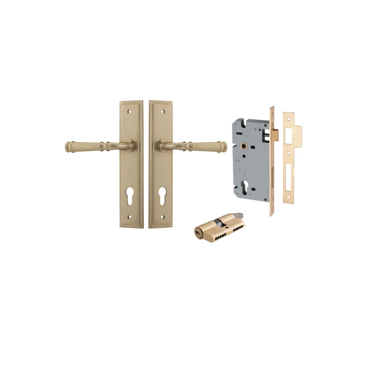Verona Lever - Stepped Backplate Entrance Kit with High Security Lock - entrance set configuration