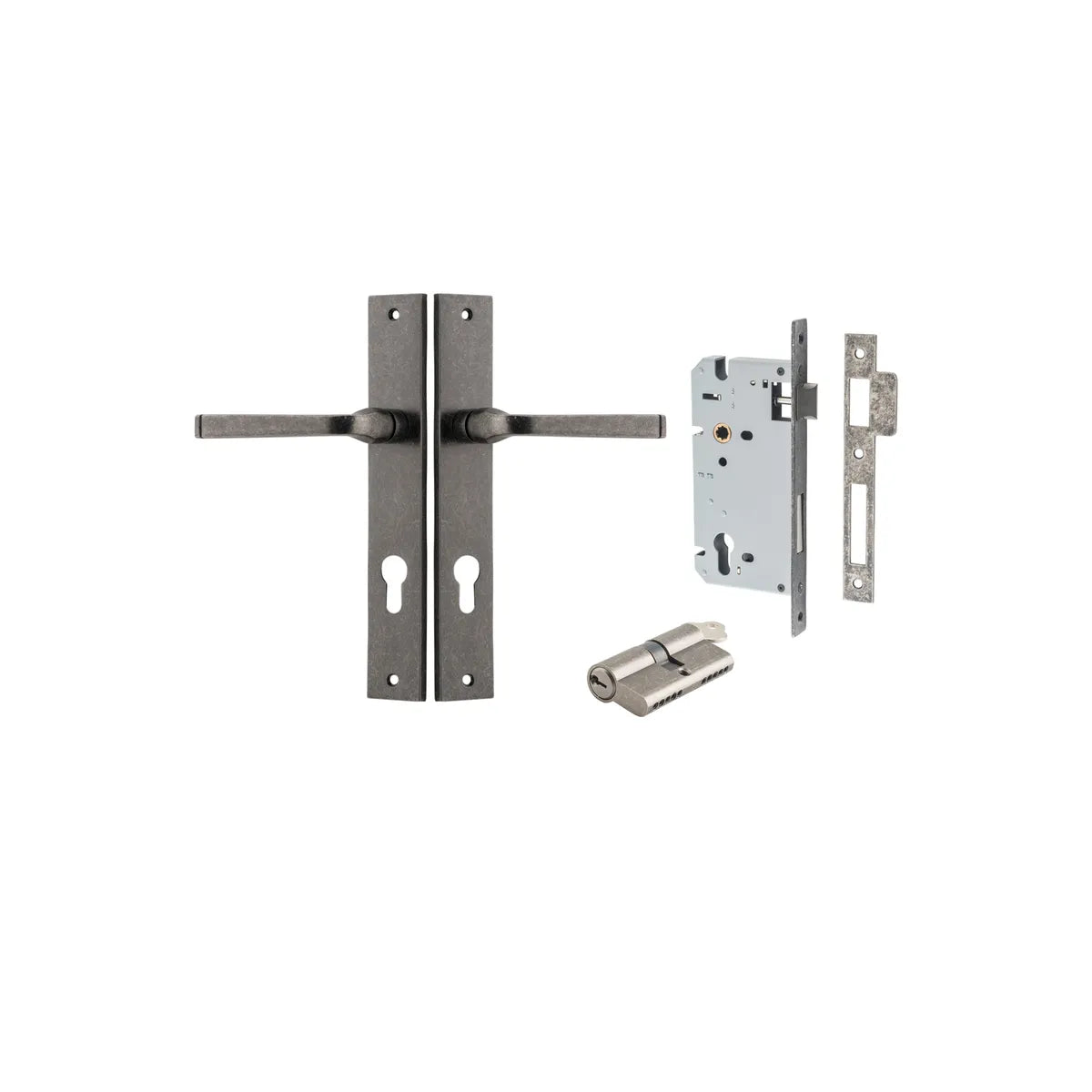 Annecy Lever - Rectangular Backplate Entrance Kit with High Security Lock