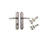Sarlat Lever - Shouldered Backplate Privacy Kit with Privacy Turn in Distressed Nickel - privacy set configuration