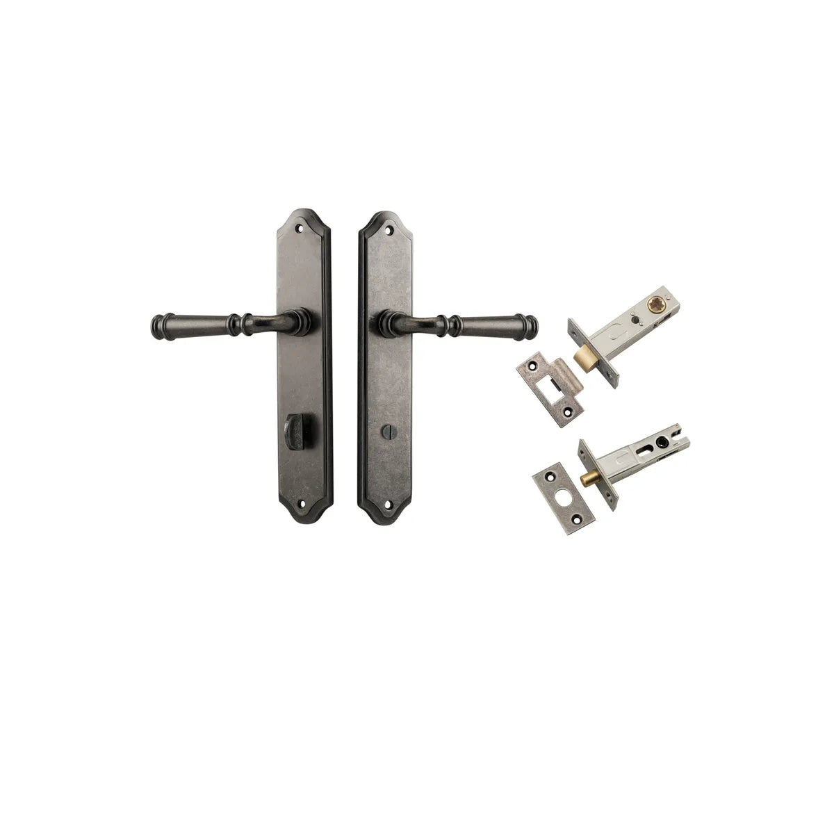 Verona Lever - Shouldered Backplate Privacy Kit with Privacy Turn in Brushed Chrome - privacy set configuration