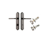 Annecy Lever - Shouldered Backplate Privacy Kit with Privacy Turn in Distressed Nickel - privacy set configuration