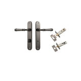 Verona Lever - Oval Backplate Privacy Kit with Privacy Turn in Distressed Nickel - privacy set configuration