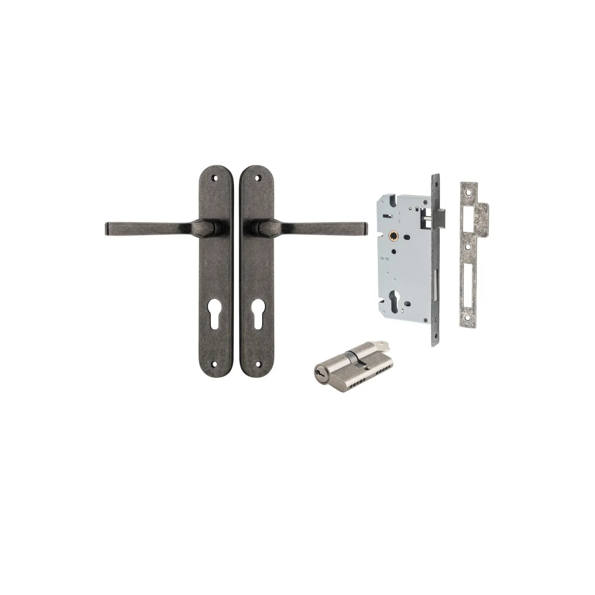 Annecy Lever - Oval Backplate Entrance Kit with High Security Lock