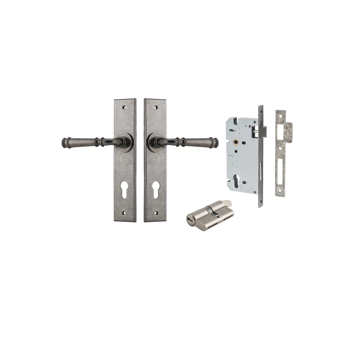 Verona Lever - Chamfered Backplate Entrance Kit with High Security Lock