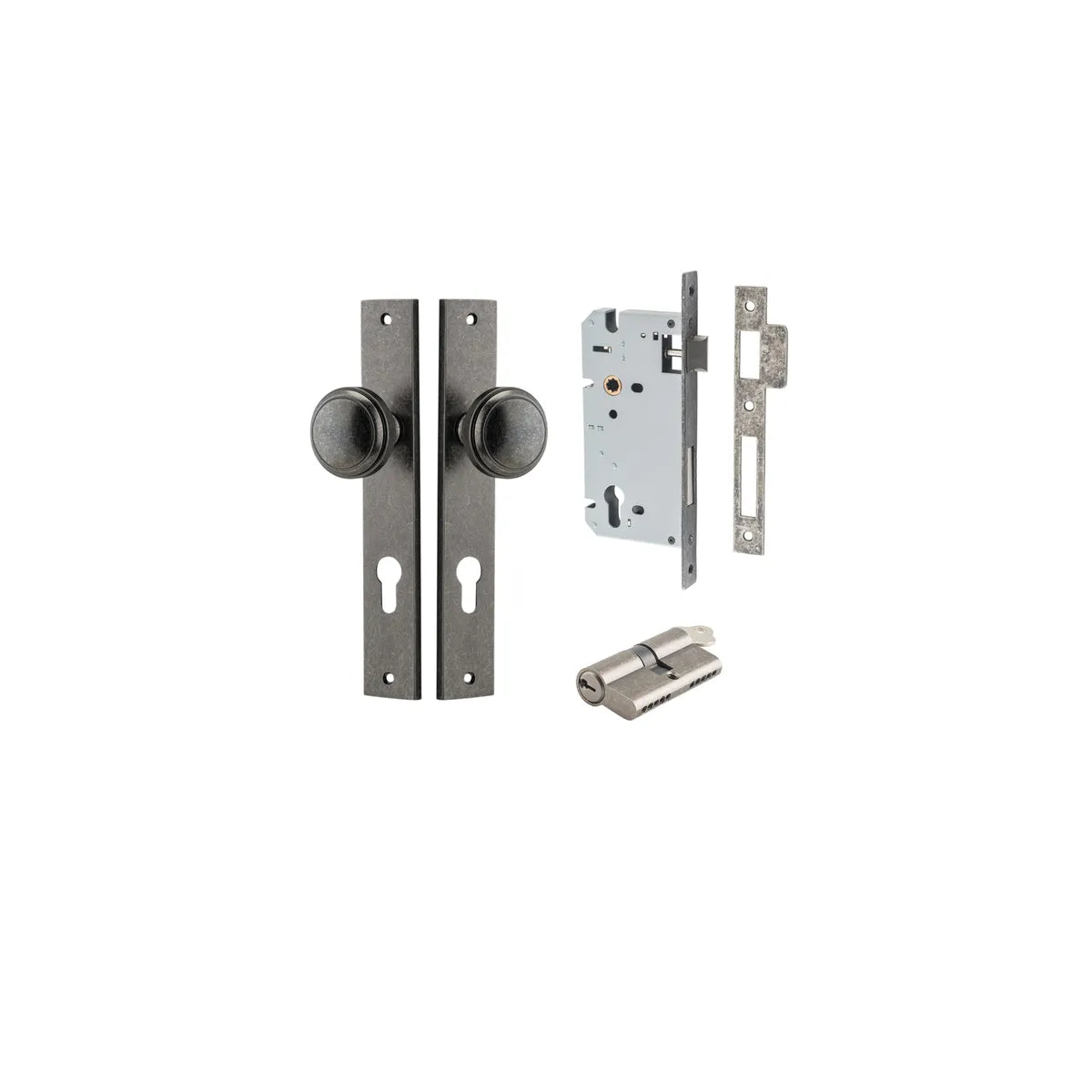 Paddington Knob - Rectangular Backplate Entrance Kit with High Security Lock - entrance set configuration (3 of 18)