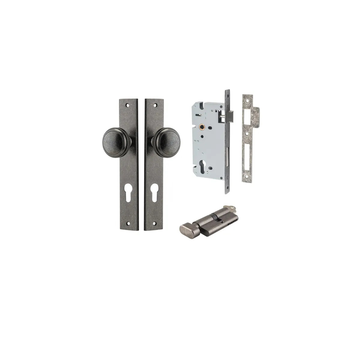 Paddington Knob - Rectangular Backplate Entrance Kit with High Security Lock - entrance set configuration (12 of 18)