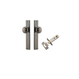Cambridge Knob - Rectangular Backplate Passage Kit in Brushed Brass - close-up detail view