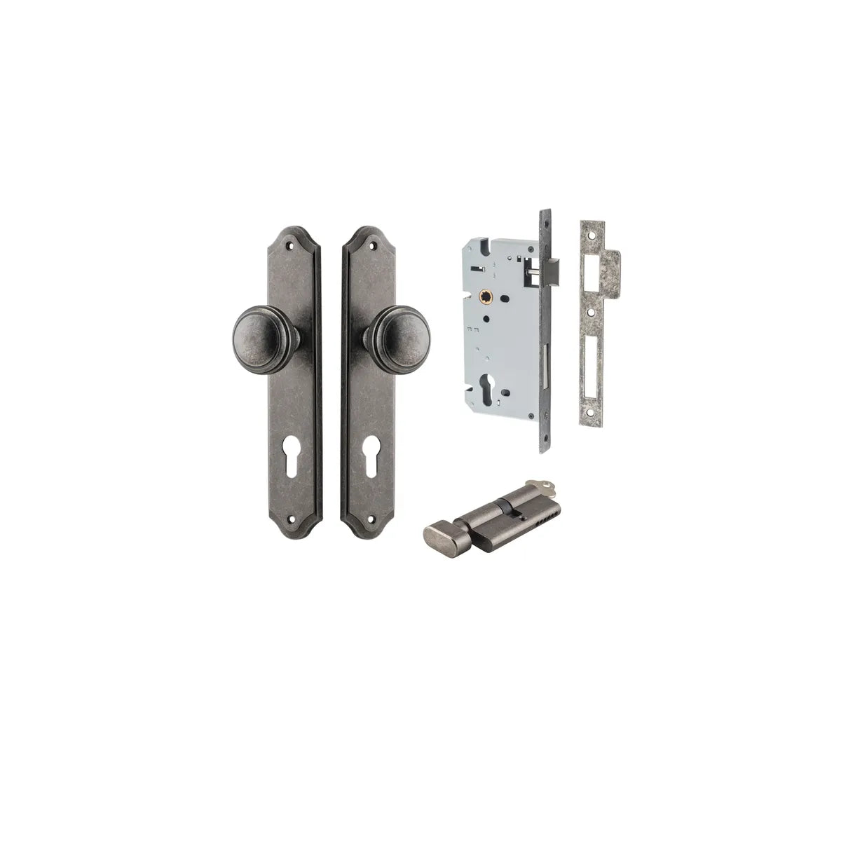 Paddington Knob - Shouldered Backplate Entrance Kit with High Security Lock