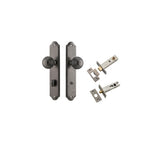 Guildford Knob - Shouldered Backplate Privacy Kit with Privacy Turn in Distressed Nickel - privacy set configuration