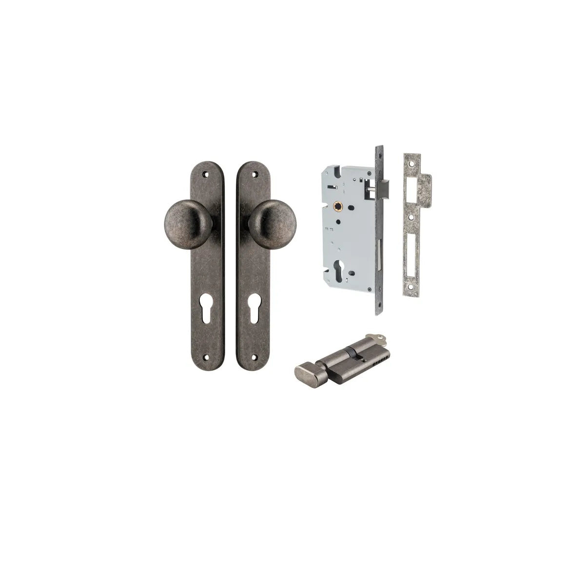 Cambridge Knob - Oval Backplate Entrance Kit with High Security Lock in Brushed Brass - entrance set configuration (12 of 18)