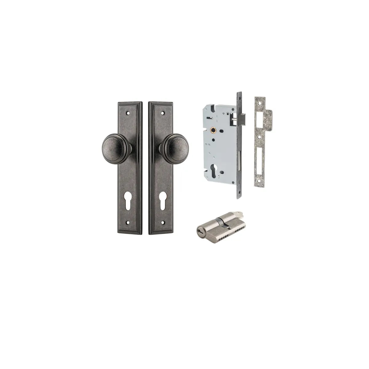 Paddington Knob - Stepped Backplate Entrance Kit with High Security Lock - entrance set configuration (3 of 18)