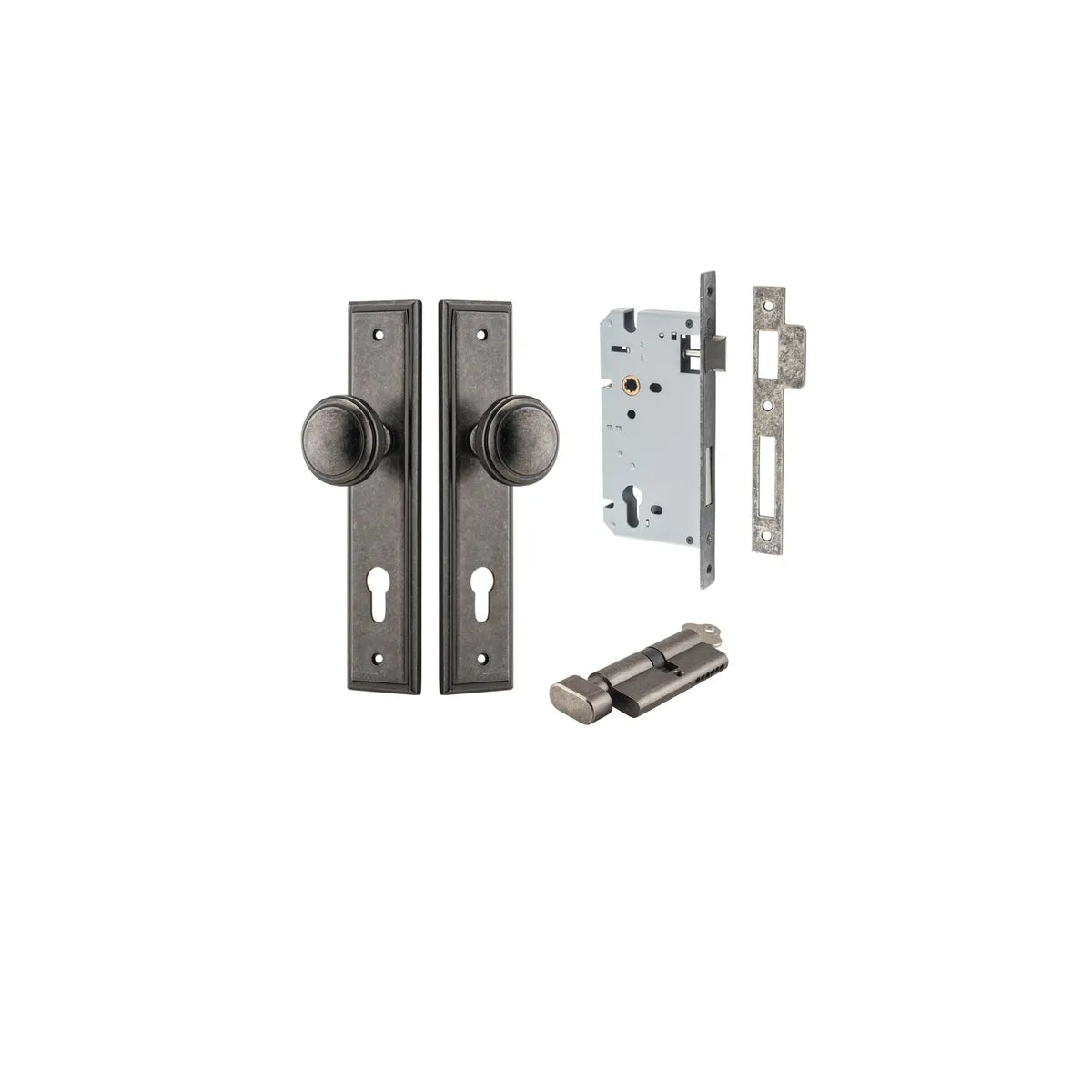 Paddington Knob - Stepped Backplate Entrance Kit with High Security Lock - entrance set configuration (12 of 18)