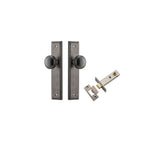 Paddington Knob - Stepped Backplate Passage Kit in Distressed Nickel - close-up detail view
