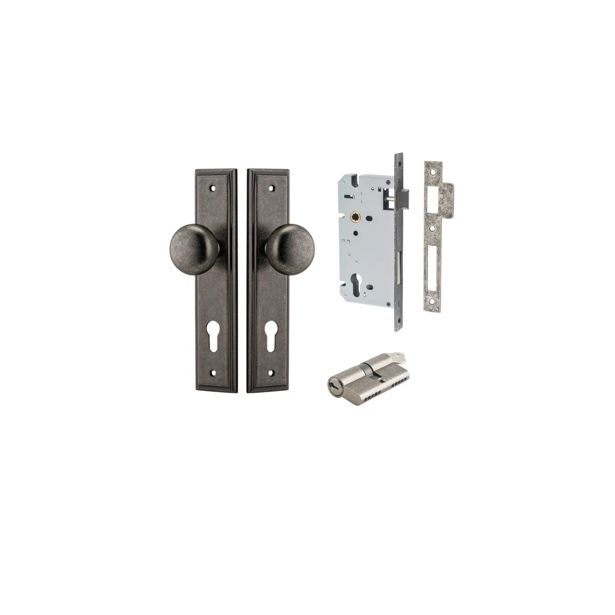 Cambridge Knob - Stepped Backplate Entrance Kit with High Security Lock - entrance set configuration (2 of 18)