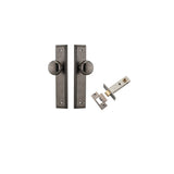 Cambridge Knob - Stepped Backplate Passage Kit in Distressed Nickel - close-up detail view