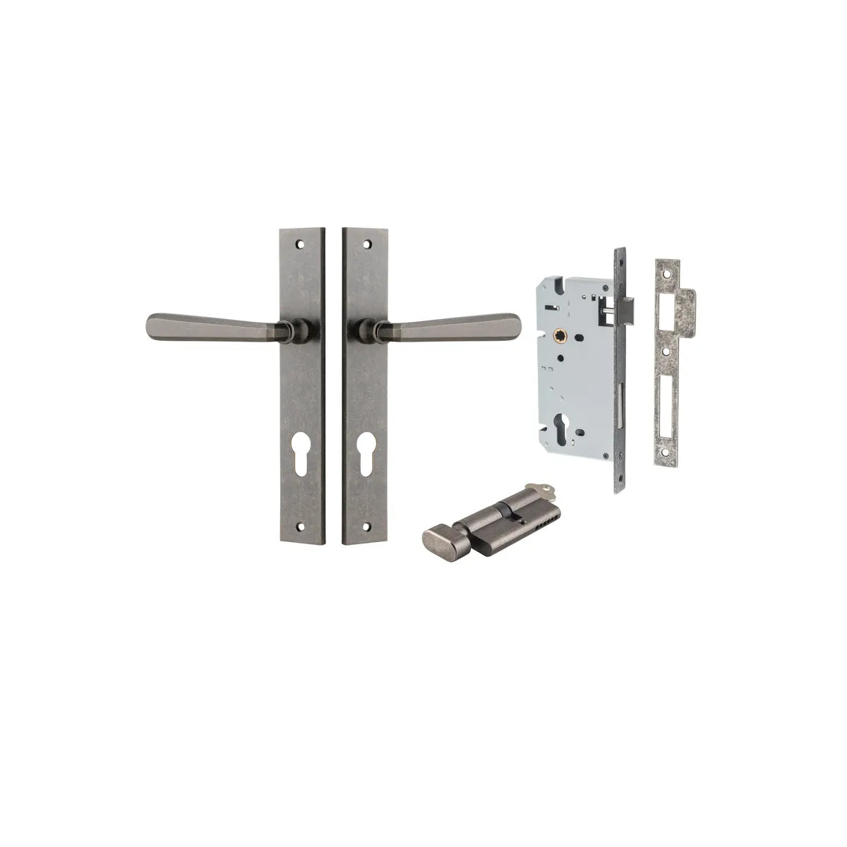 Copenhagen Lever - Rectangular Backplate Entrance Kit with High Security Lock - entrance set configuration (10 of 14)