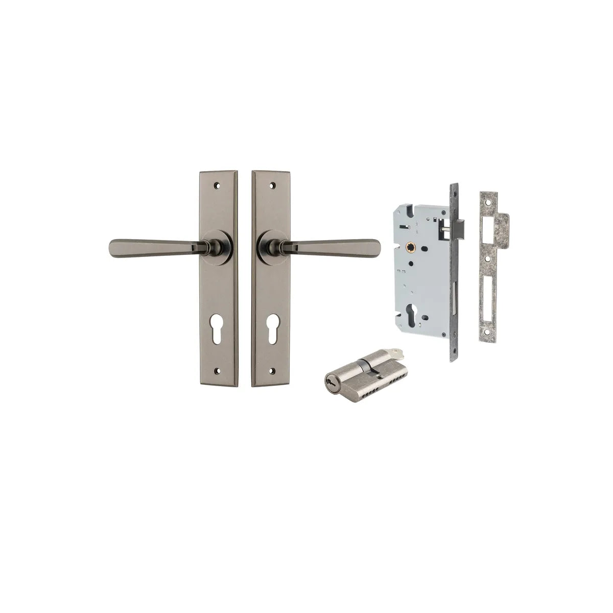 Copenhagen Lever - Chamfered Backplate Entrance Kit with High Security Lock - entrance set configuration (3 of 13)