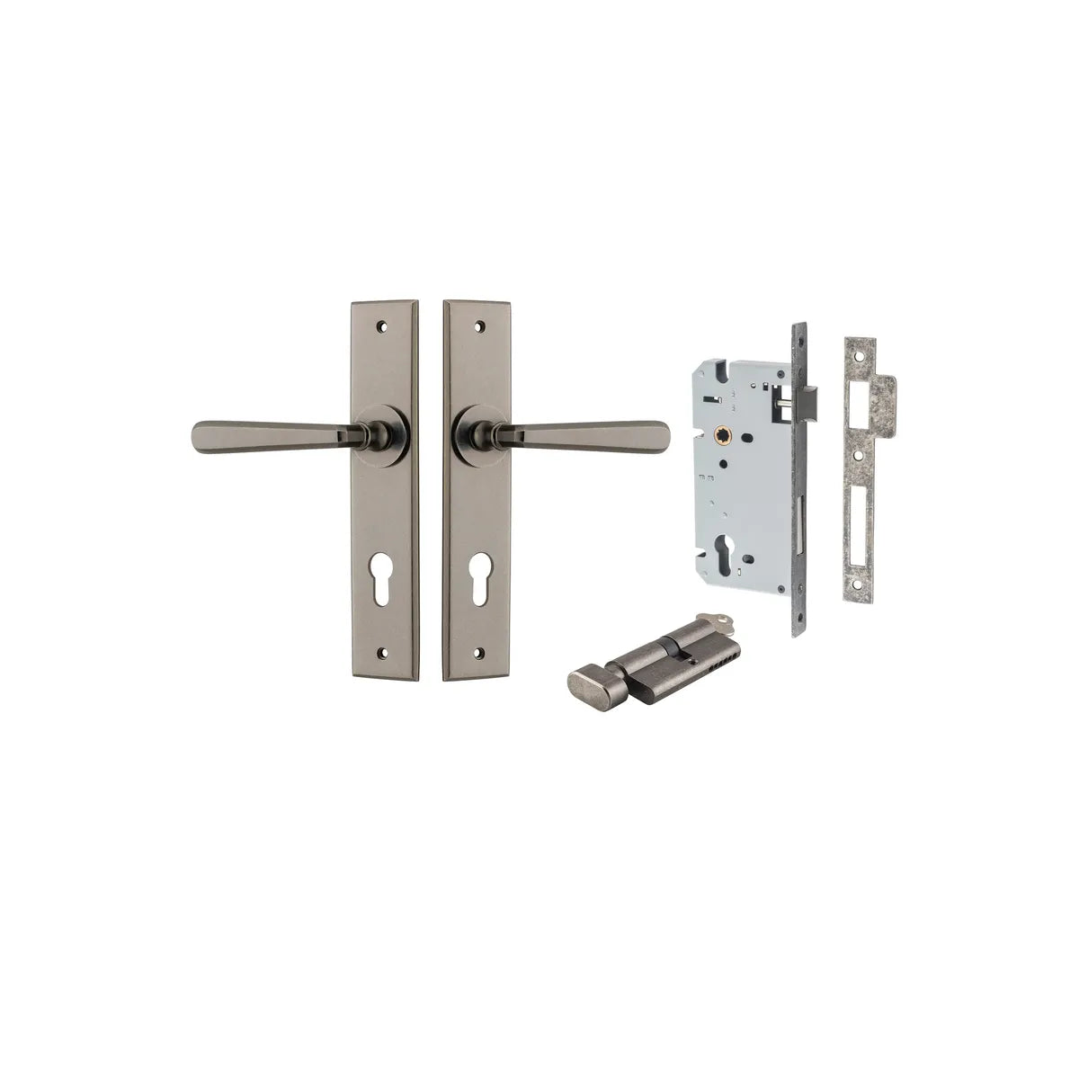 Copenhagen Lever - Chamfered Backplate Entrance Kit with High Security Lock - entrance set configuration (9 of 13)